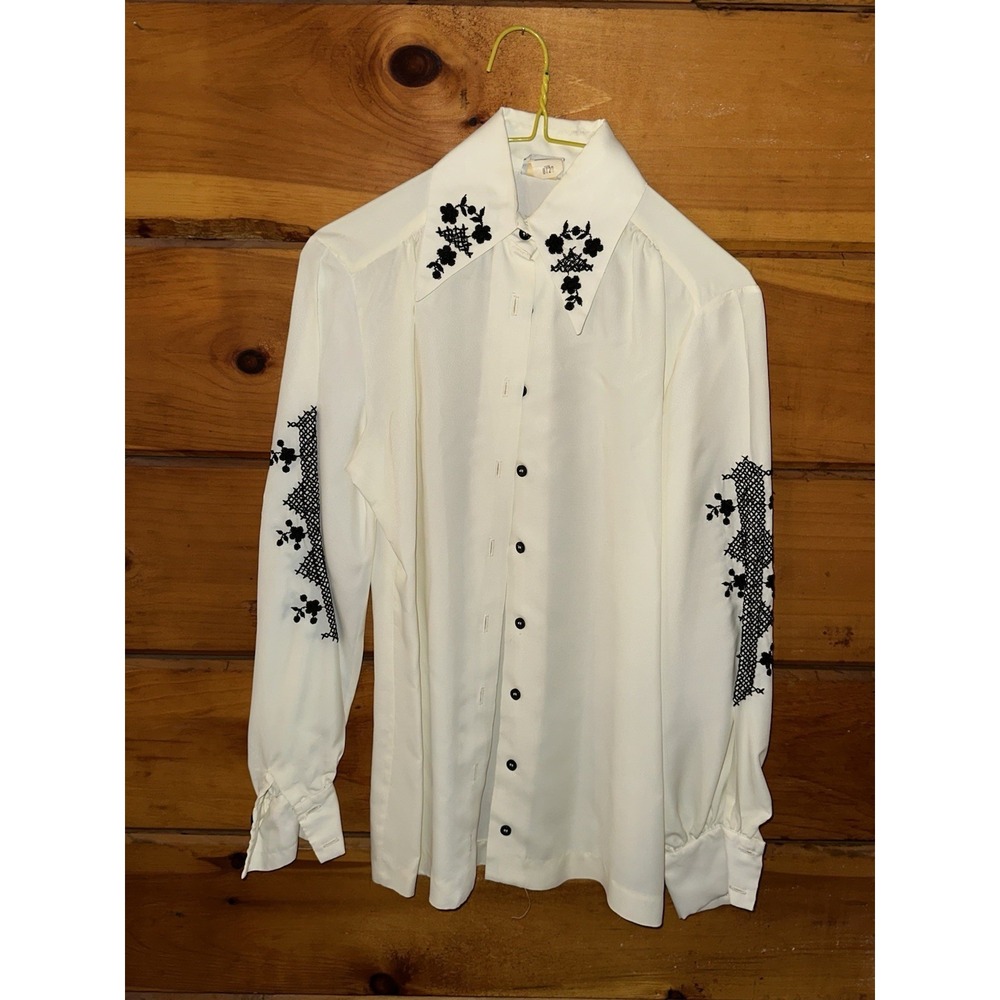 60s Vintage Embroidered Blouse Top Womens The Pilot Blouse